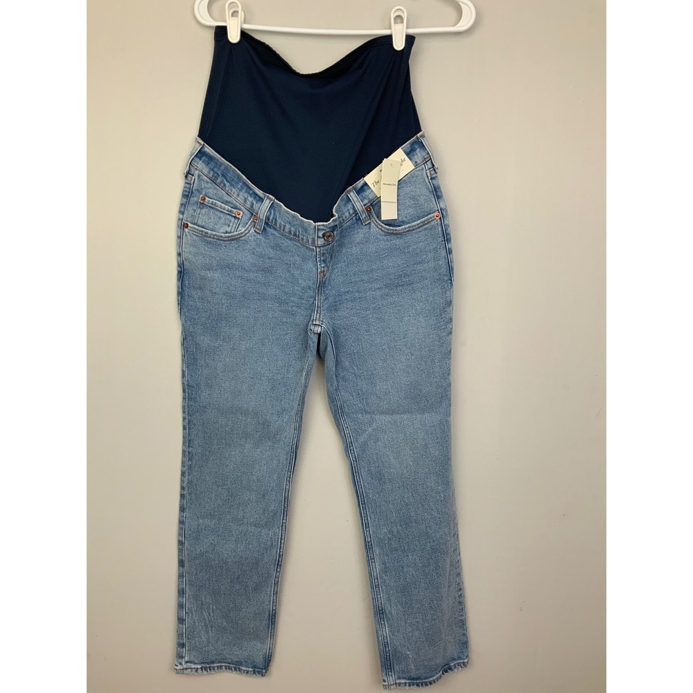 NWT Abercrombie & Fitch Sz 27/4 The Ankle Straight Denim Blue Jeans Maternity